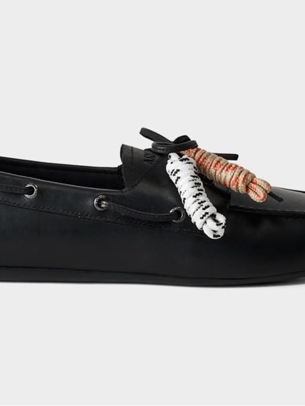 Aritzia Black Leather Boat Shoes with Patterned Accent Laces - NOT FOR SALe - Picture 3 of 8